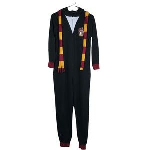 Harry Potter Gryffindor House Adult Hooded onesie Pajamas w/Scarf SZ S